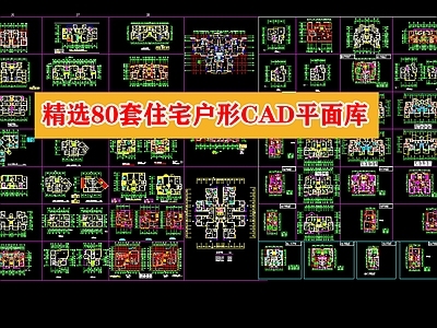 精选80套住宅户形平面库 施工图 平层
