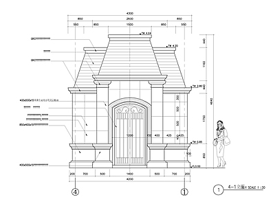 简欧风格门卫室建筑图 施工图