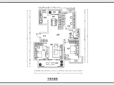 三室二厅室内 施工图  两室一厅 平层