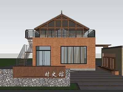 新中式村史馆 驿站 红砖土坯房
