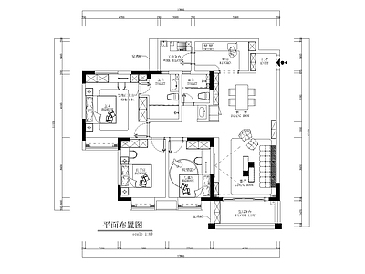 125m²家装住宅平面布局  三室一厅 平层