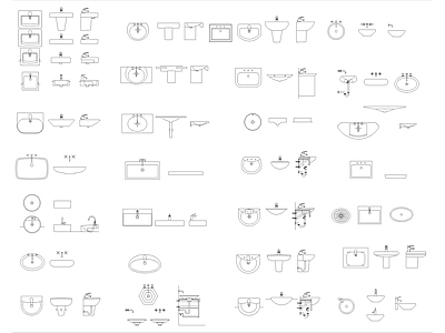 卫浴多种台盆 施工图