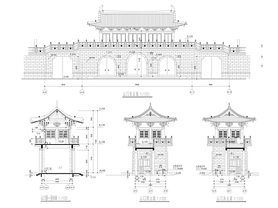仿古山门建 施工图 古建