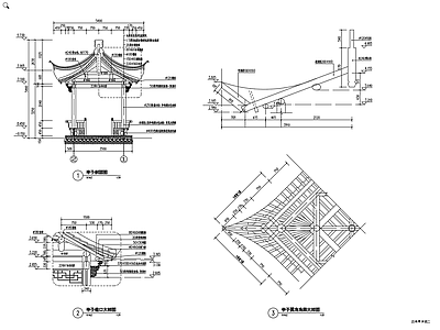 木制四角亭 施工图