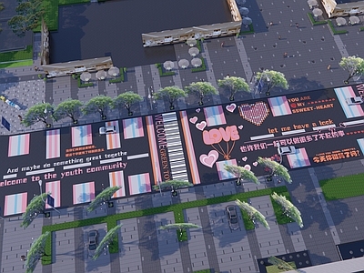 现代道路 创意斑马线 划线 公路地面 市政交通指示箭头