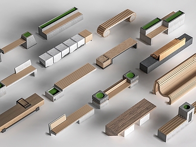 现代景观座椅 户外长椅 条形椅 公共座椅 户外座凳 异形座椅