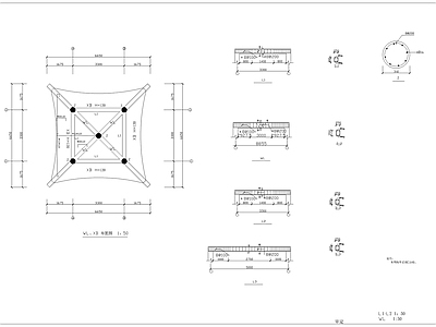 古建四角亭结构建筑图 施工图