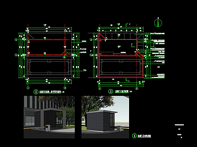 居住区门卫效果图 施工图