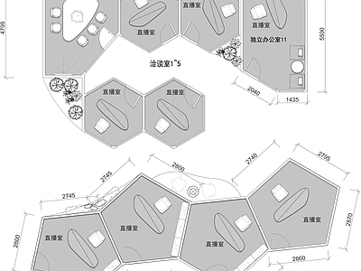 网红直播间平面图 施工图