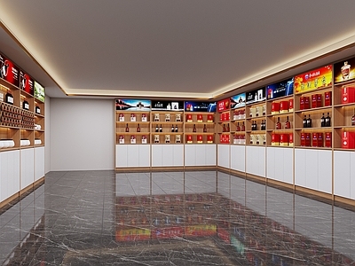 现代烟酒店 烟酒展柜 酒瓶