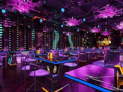 现代赛博朋克酒吧 夜店大厅