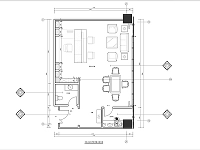 现代总经理办公室茶水间卫生间 施工图