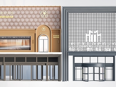 现代门头门面 酒店头 玻璃 玻璃旋转 头广告牌