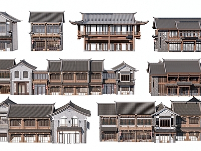 中式乡村民房 民宿建筑 古建筑 商业建筑 古镇建筑