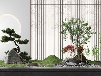 现代景观 小品 室内 墙 小景 植物搭配造型