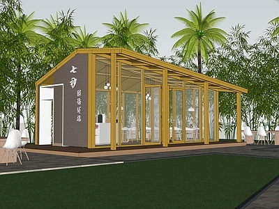 现代休息驿站 餐饮 玻璃 钢结构 乡村茶馆 临时 咖啡厅