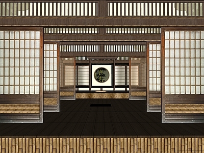 中式竹林木屋 茅草屋