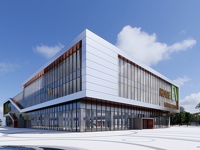 现代新能源汽车展览馆建筑 4S店 城市展厅 科技馆