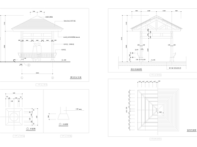 中式防腐木四角亭详细做 施工图