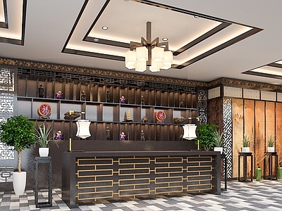 新中式中餐厅收银台