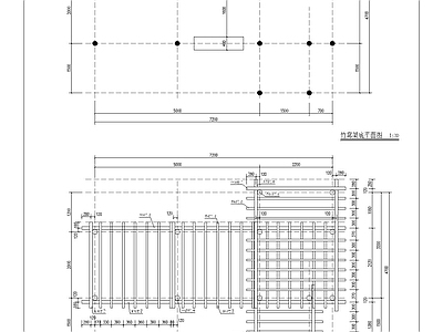 现代竹廊架顶平面图 施工图