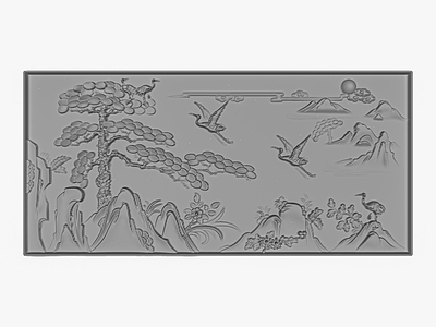 中式浮雕 迎客松