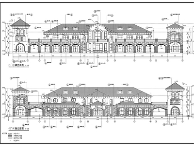 欧式古典度假村二层售楼处建筑 施工图