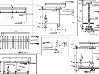 防腐木廊架详图 施工图