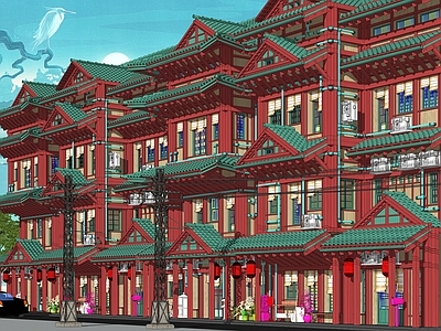 日式商业多层 商业街坊 古建筑