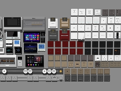 现代开关插座组合 开关按钮 可视电话 空调开关 温度控制