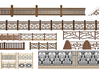中式围栏 集合 木材