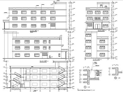 四层丙类生产厂房车间工业建筑 施工图