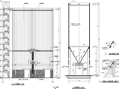 粉煤灰工厂立筒灰仓工业建筑 施工图