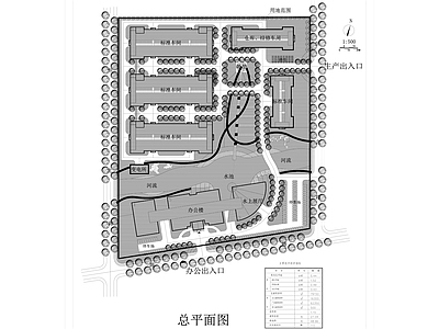 工业园区车间厂房办公展厅建筑规划平面图 施工图 规划平面图