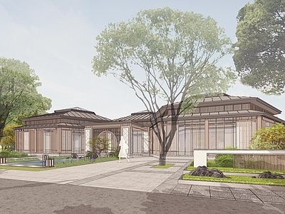 新中式展览馆建筑