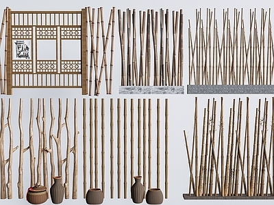 新中式竹子隔断 围栏 装饰