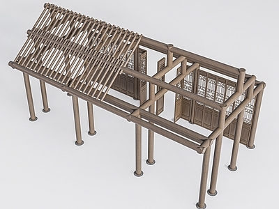 中式古建筑框架 木结构框架 古建筑构建 古建筑木作