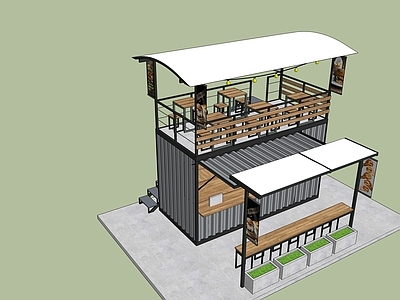 现代集装箱汉堡店建筑