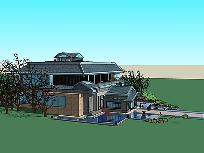 新中式展览馆建筑