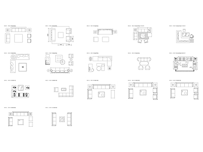 沙发 大型多人坐组合平面图库 图块 图集 施工图