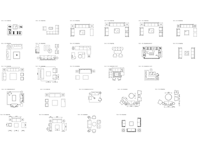 现代简约沙发 大型多人坐组合平面图库 图块 图集 施工图