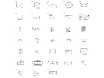 现代简约沙发 大型多人坐组合 异形平面图库 图块 图集 施工图