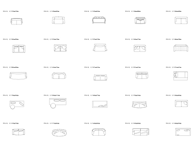 沙发 单体二座平面图库 图块 图集 施工图