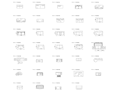 沙发 单体二座平面图库 图块 图集 施工图