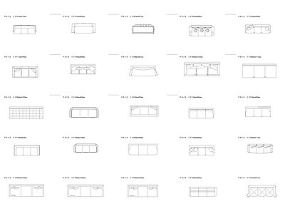 沙发 单体三座平面图库 图块 图集 施工图