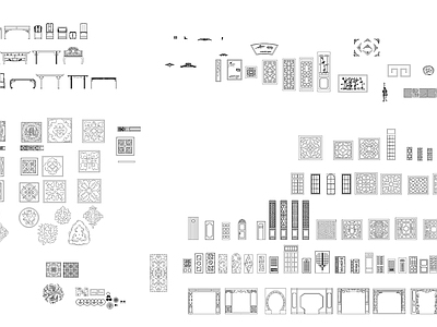 中式雕花构建集合 施工图 平面图块