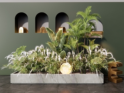 现代植物花箱 植物堆 植物组合 花草 植物墙 室内