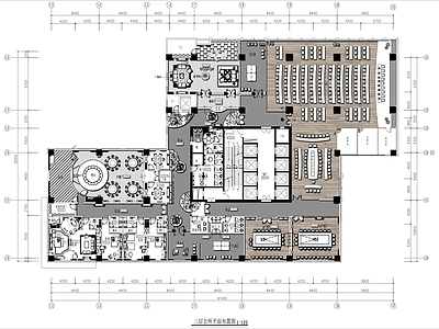 1600㎡公司接待会客区平面布局图 施工图