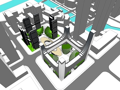 现代城市综合体鸟瞰图规划
