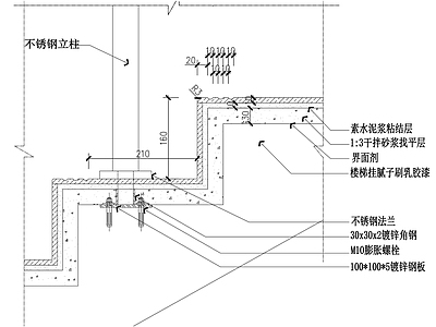 楼梯栏杆固定节点 施工图